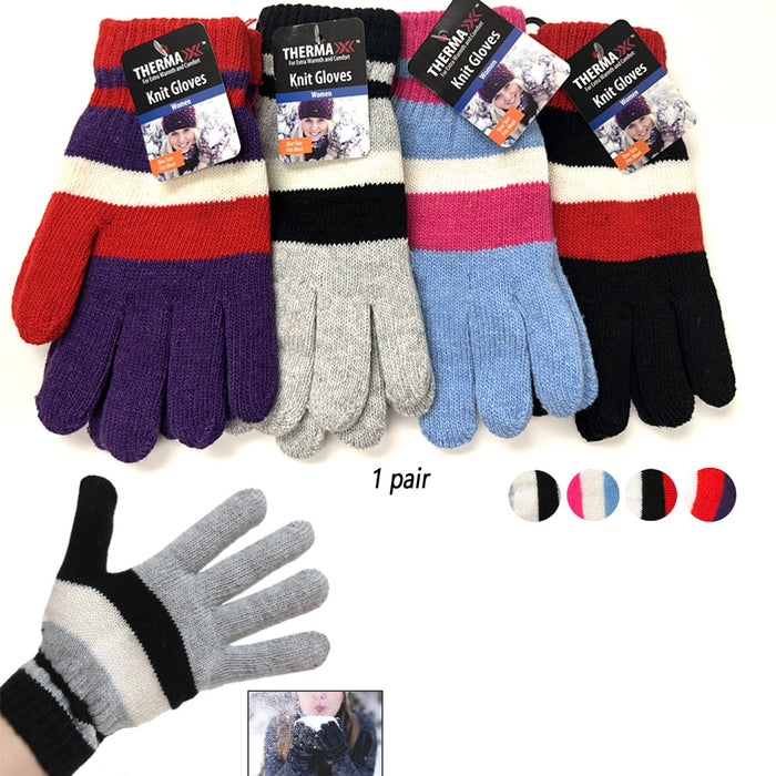 1 Pair Winter Knit Gloves Cold Weather Snow Warm Men Women One Size Soft Stretch