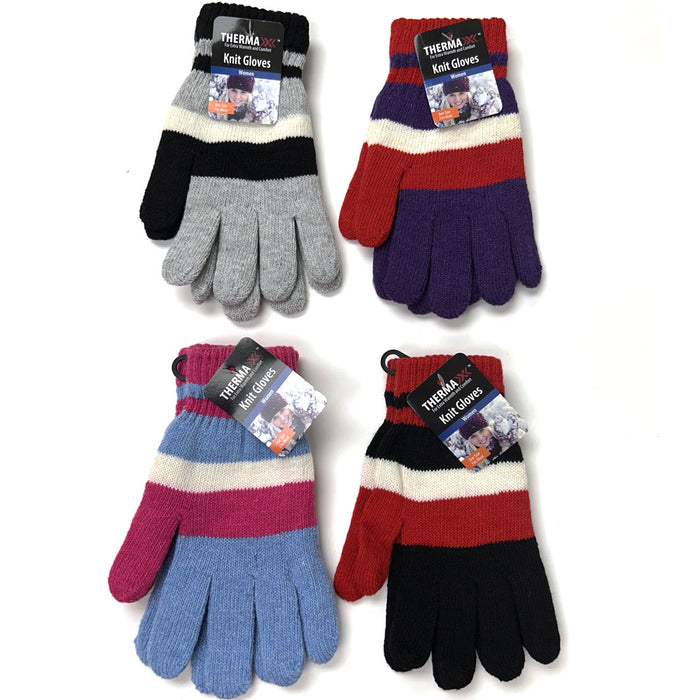 1 Pair Winter Knit Gloves Cold Weather Snow Warm Men Women One Size Soft Stretch