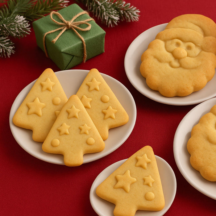 3 Christmas Holiday Cookie Cutters Santa Tree Star Shapes Cake Mold Decorating
