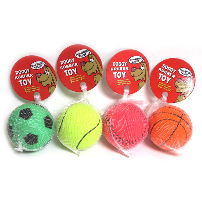 4 Pk Pet Dog Chew Ball Toy Bite Resistant Fetch Training Rubber Clean Teeth Toys