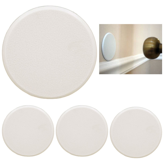 4 Wall Protector Door Knob Prevent Drywall Holes Dings Off White 3" Round Shield