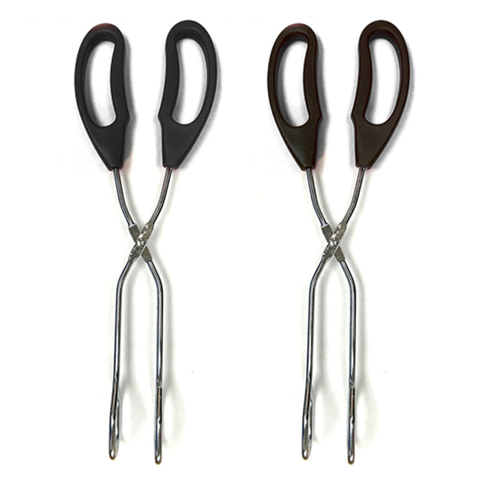 2PC 10in Stainless Steel Kitchen Scissor Tongs Non Slip Grip BBQ Grill Cook