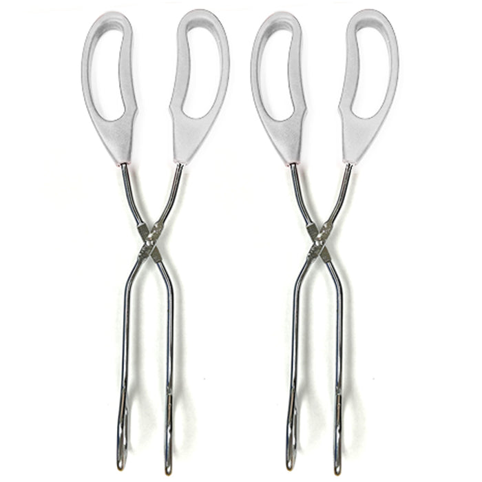 2PC 10in Stainless Steel Kitchen Scissor Tongs Non Slip Grip BBQ Grill Cook