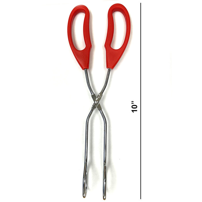 2PC 10in Stainless Steel Kitchen Scissor Tongs Non Slip Grip BBQ Grill Cook