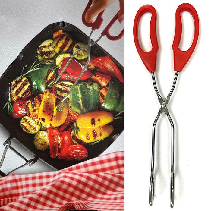2PC 10in Stainless Steel Kitchen Scissor Tongs Non Slip Grip BBQ Grill Cook