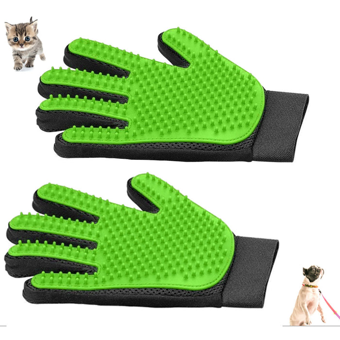 1 Pair Pet Hair Fur Remover Gloves Brush Dog Cat Grooming Bathing Shedding Comb