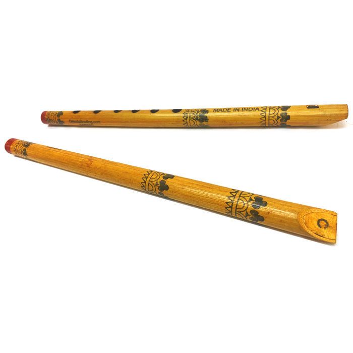 2 Pc Handmade Painted Bamboo Flute Wooden C 6 Holes Musical Instrument 12.8"L