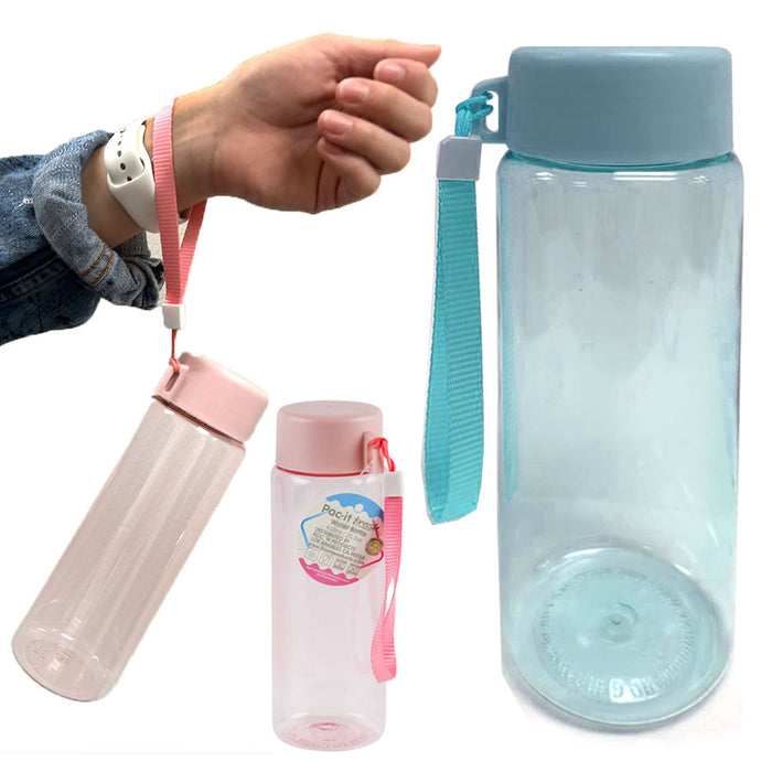 1 Water Bottle 20oz Plastic Wide Mouth Tumbler Leak Proof Wrist Strap Sports