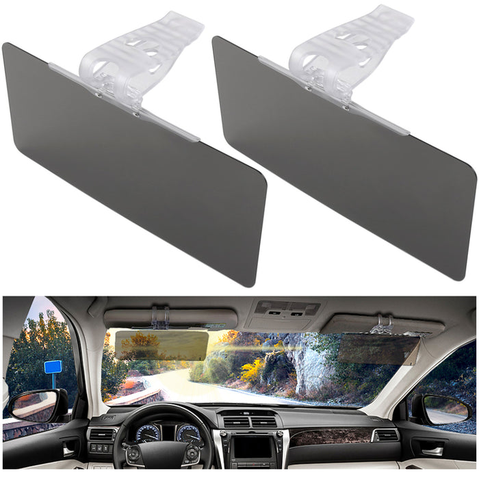2 Pc Car Sun Visor Extender Clip On Anti Glare Night Day Safety Vision Shield