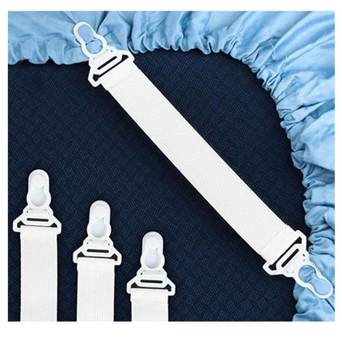 8 Pc Sheet Grippers Bed Mattress Cover Straps Fasteners Elastic Suspender Clips