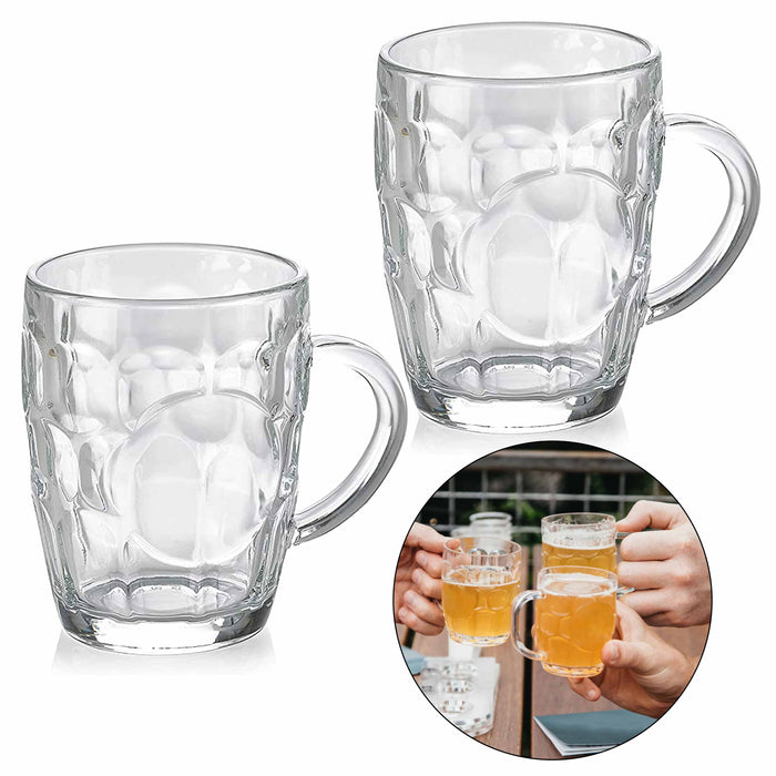 2 Pc Glass Beer Mug Pilsner Glass Cups Clear Coffee Tea Hot Cold Beverage 8.6Oz