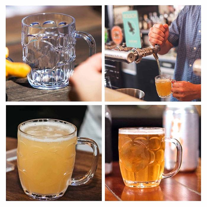 2 Pc Glass Beer Mug Pilsner Glass Cups Clear Coffee Tea Hot Cold Beverage 8.6Oz