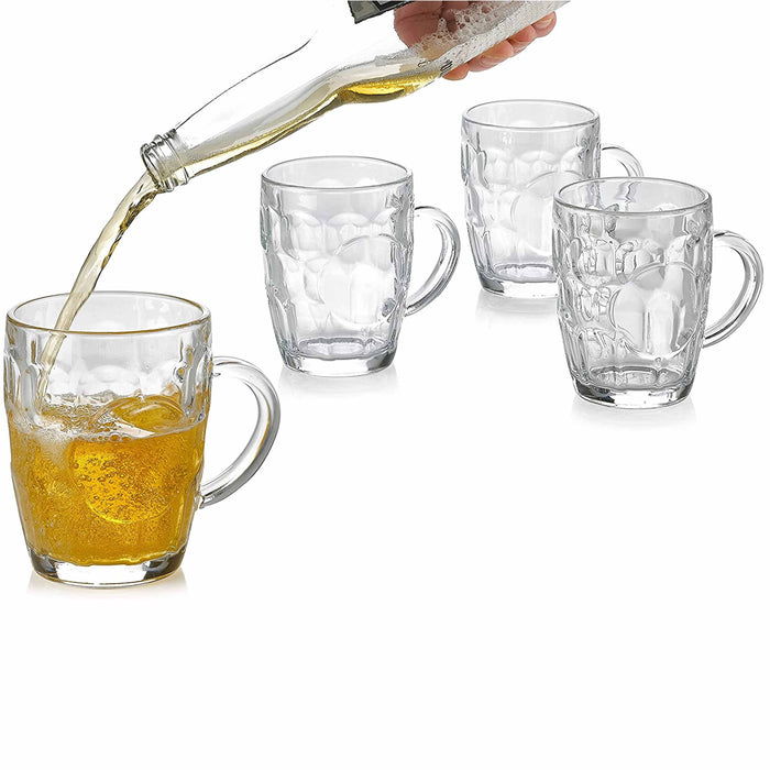2 Pc Glass Beer Mug Pilsner Glass Cups Clear Coffee Tea Hot Cold Beverage 8.6Oz