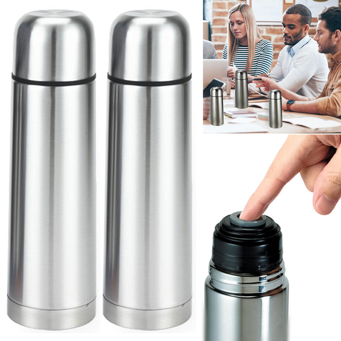 2 Stainless Steel Vacuum Flask Bottle Thermo Hot Cold Tea Coffee Insulated 17oz