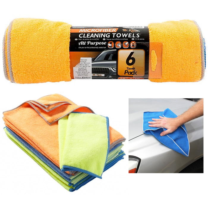 6 pcs Microfiber 12"x16" Cleaning Cloth Towel Rag Car Polishing Auto Detailing