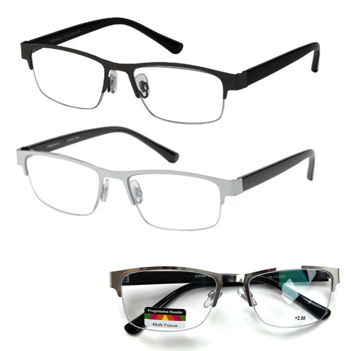 2pk Multifocus Progressive Reading Glasses Spring Hinge Trifocal Eyeglass +2.00