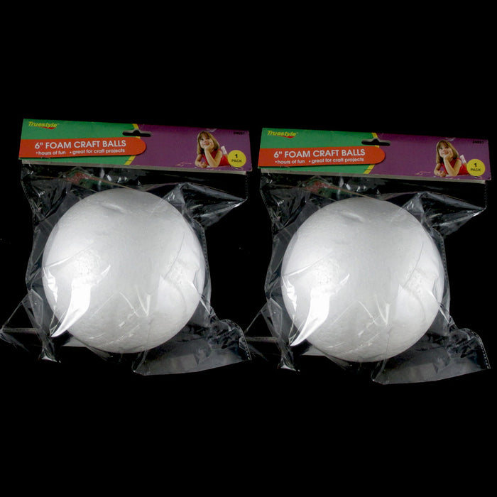 2 Foam Balls 6" School Christmas Arts Crafts Modeling Smooth Polystyrene !