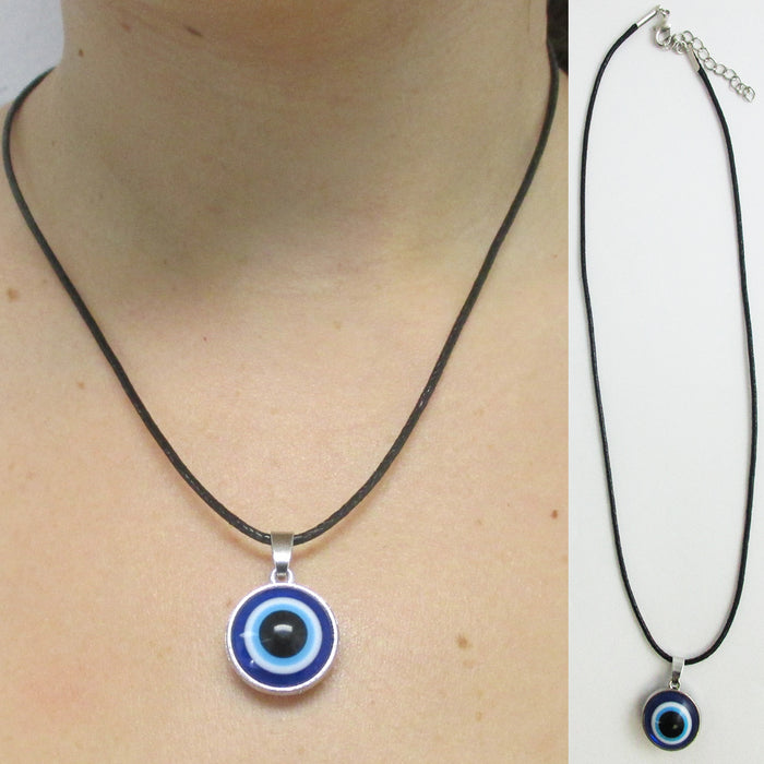 5X Turkey Evil Eye Charm Necklace Nazar Blue Bead Adjustable Black Cord Gift New