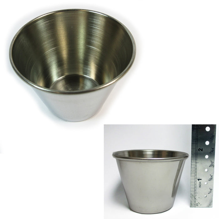 8 Stainless Steel Cups 2oz Sauce Pots Ramekins Condiment Serving Bowls Container