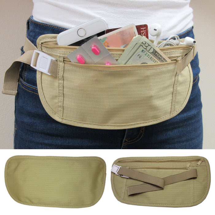 2 Travel Pouch Hidden Passport ID Holder Compact Security Money Waist Belt Bag !