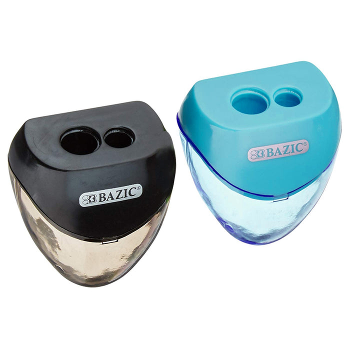 2pc Dual Manual Pencil Sharpener Assorted Colors 2- Hole Office Supplies School