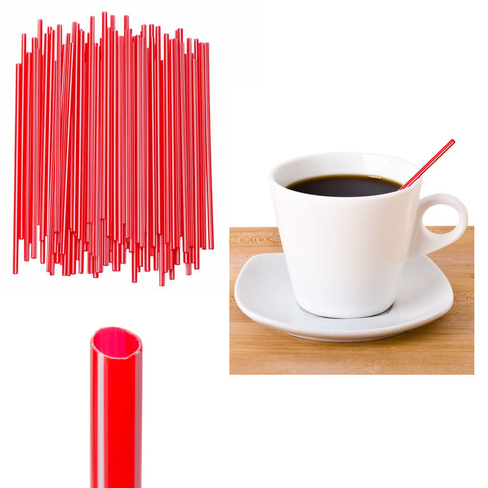 1000 X Stirrers Red White 5" Drinking Slim Straws Unwrapped Plastic Drink Sip