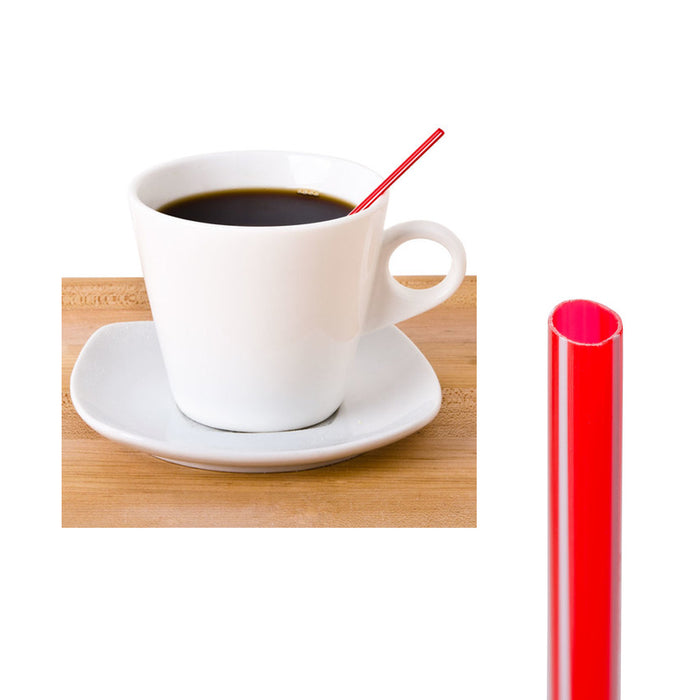 8 Red Plastic Stirrer Sip Straws For Coffee, Cocktail, Latte and Tea
