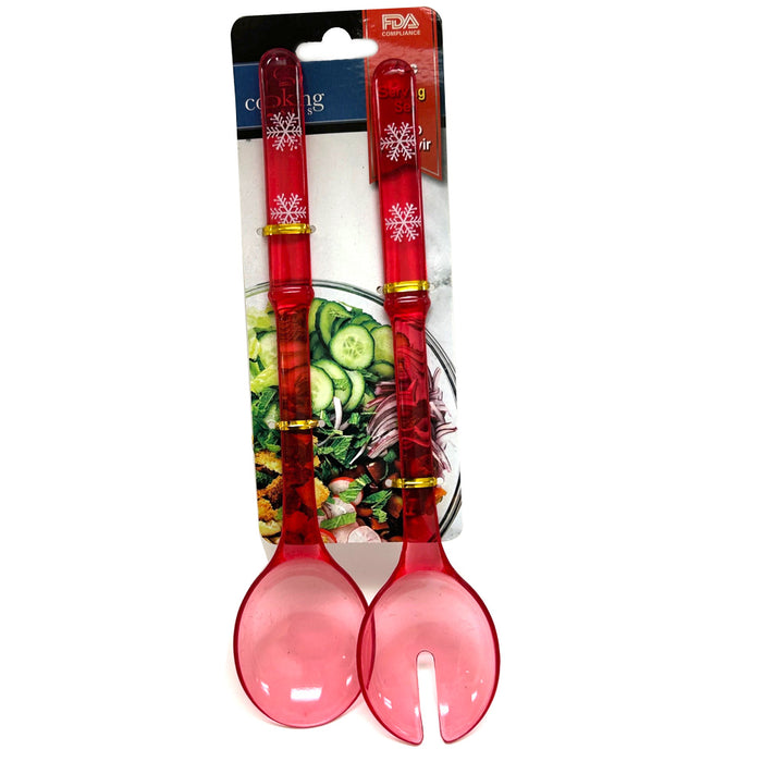 2 Pc Salad Serving Set Spoon Cooking Food Ice Kitchen Tool Plastic Utensil 11.5"