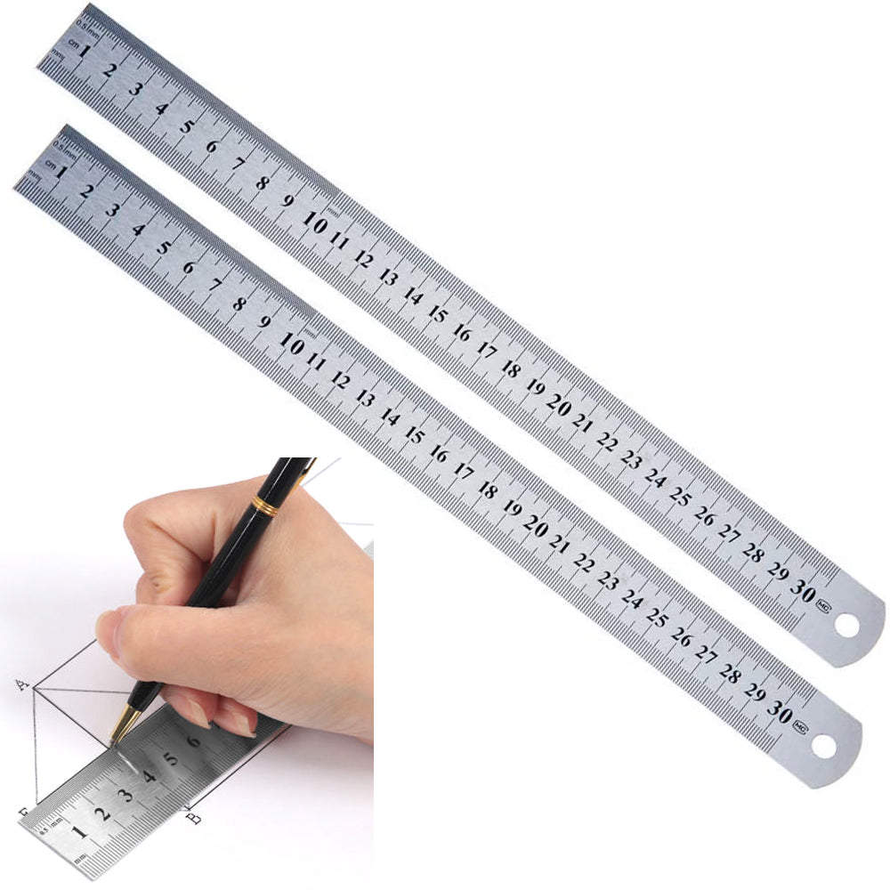 1PC Metric and Imperial Scale Stainless Steel Ruler Double-sided 2/6/8/12/16/20  Inch Metal Rulers with High Precision Graduation Line