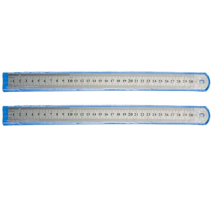 2 Pc Stainless Steel Ruler 12" Sae Metric Machinist Rule 1/16" MM 5MM Rust Proof