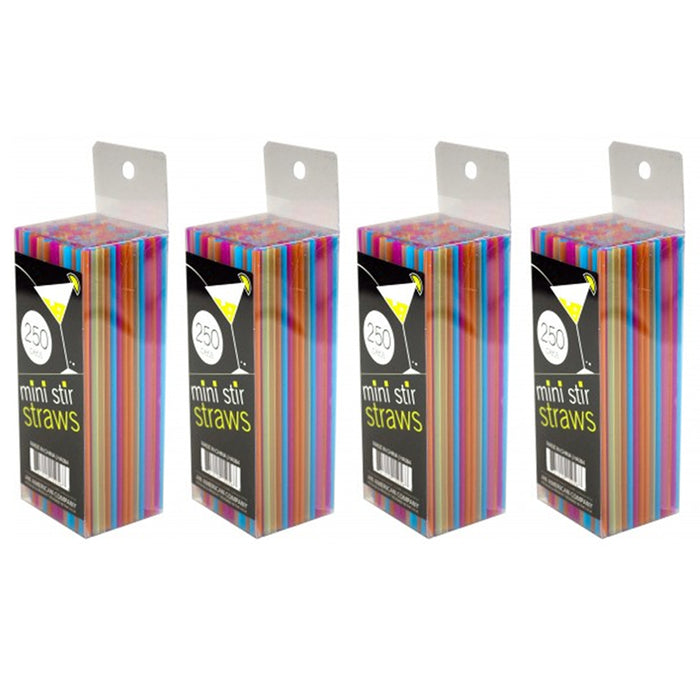 1000 X Mini Stir Straws Multi Color 5" Drinking Slim Stirrer Unwrapped Drink Sip