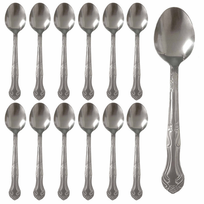 12 Stainless Steel Teaspoon Set Silverware Tea Spoons Dining Table Flatware 6"L