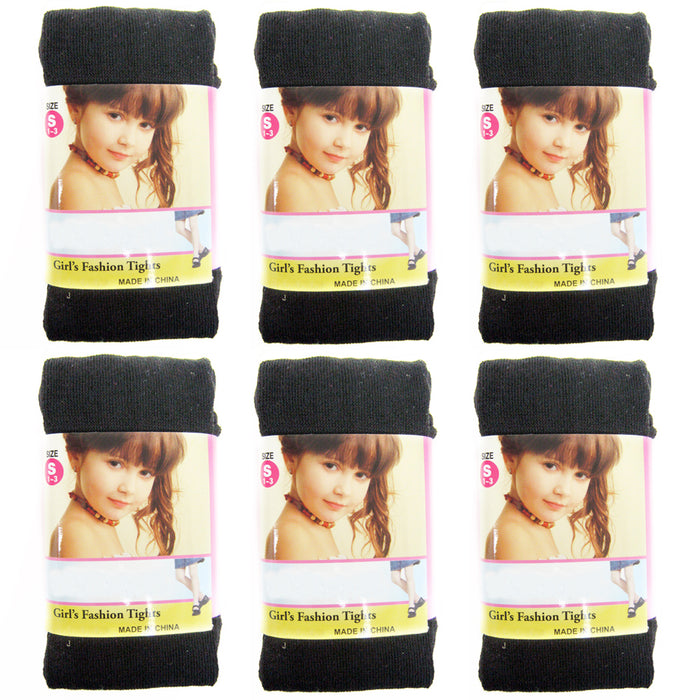 6 Pc Girls Kids Black Footed Tights Dance Stockings Pantyhose Ballet Small 1-3