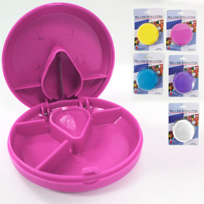 1 Pill Splitter Cutter Medicine Medication Storage Compartment Box Cut Dose New