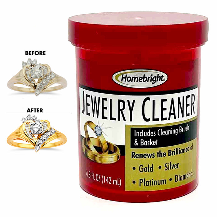 2 Pc Jewelry Tarnish Remover Cleaning Solution Basket Brush Gold Silver Platinum