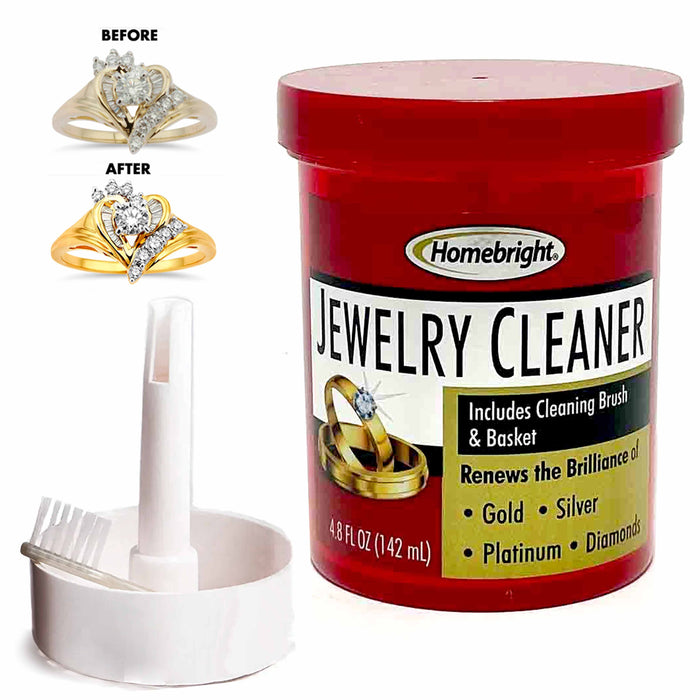 2 PC Jewelry Tarnish Remover Cleaning Solution Basket Brush Gold Silver Platinum