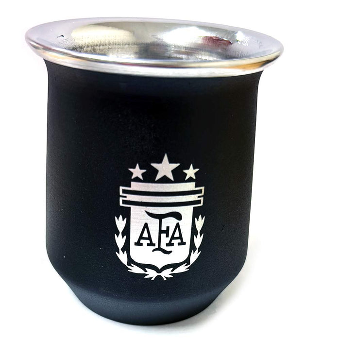 Argentina Mate Gourd Bombilla Afa 3Star Worldcup Stainless Steel Straw Black Cup