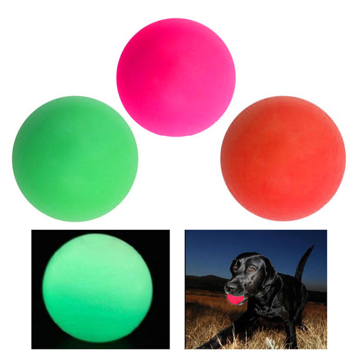 4 X Pet Big Dog Balls Chew Glow In The Dark Ball 3.5" Cat Toys Puppy Play Fetch