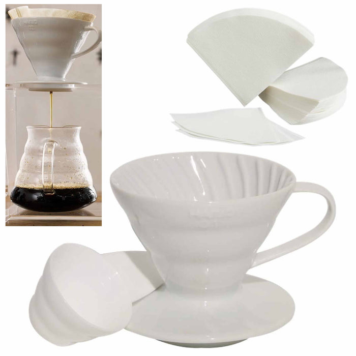 Hario V60 Coffee Dripper Filter Set 40ct Pour Over Cone Filters Size 01 Plastic