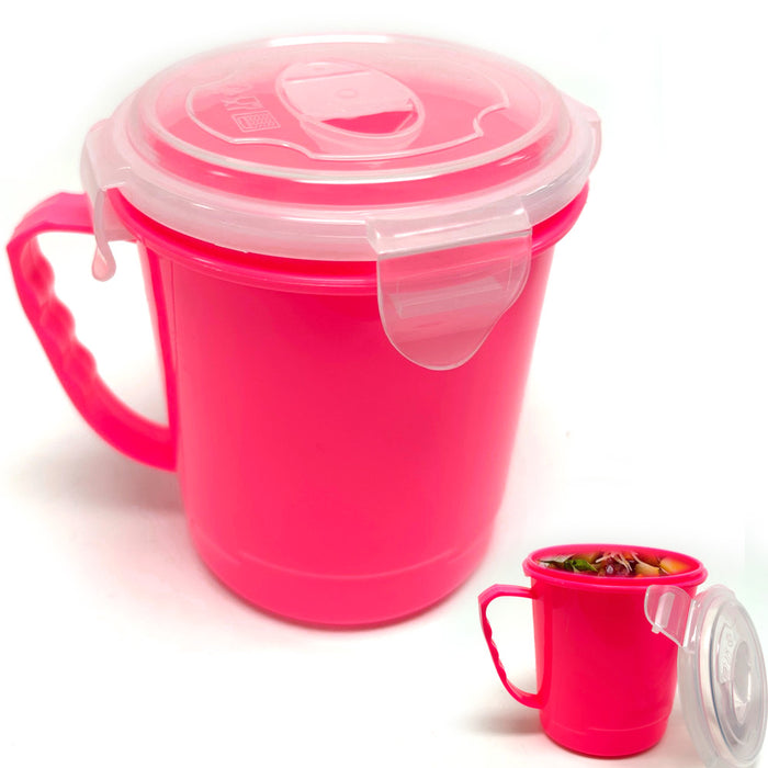Microwave Plastic Soup Bowl Vent Lid Mug Freezer Food Storage Containers 30.5oz