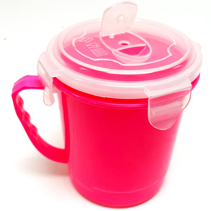 2 Pc Microwaveable Plastic Food Container Bowl Lunch Soup Handle With Lid 1777ml