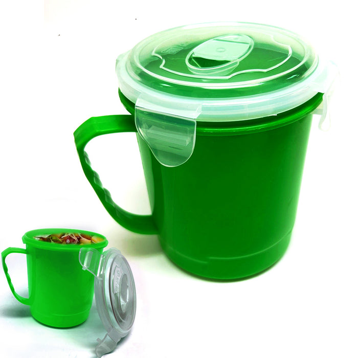 1 Microwave Soup Food Mug Vent Lid Plastic Bowl Containers Dishwasher Safe 30.5oz