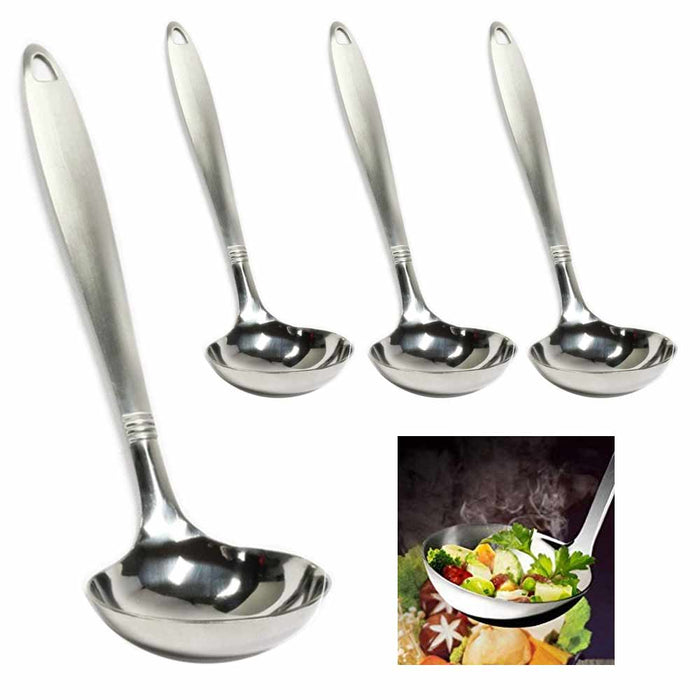 4 Stainless Steel Serving Ladle Spoon Kitchen Cooking Utensil Set Tools Server