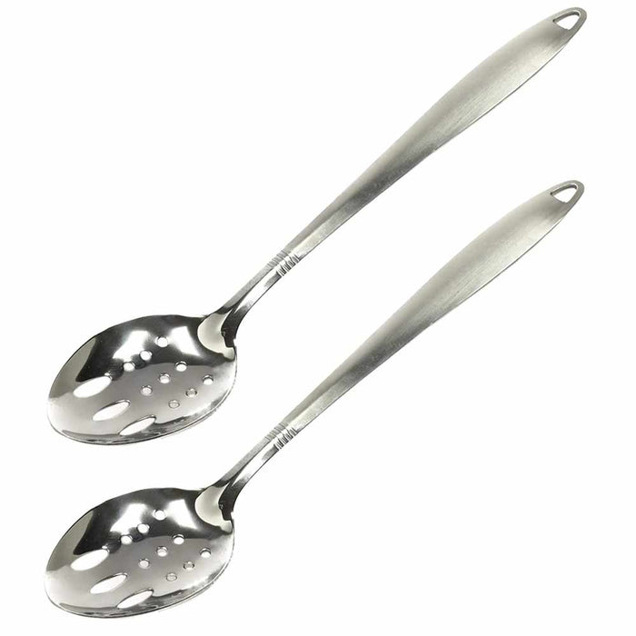 2 Stainless Steel Slotted Spoon Kitchen Cooking Utensil Set Serving Tools Server