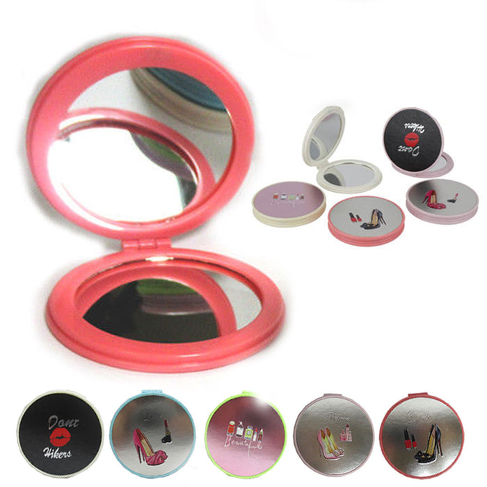 Magnifying Compact Cosmetic Mirror 3" Round Pocket Makeup Mirror Handheld Travel