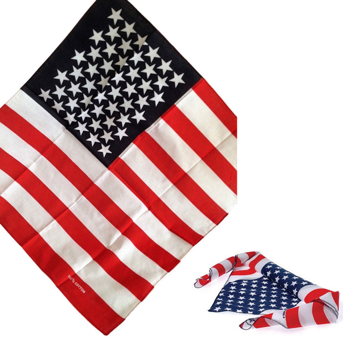 USA American Flag Bandana Scarf Head Wrap Hat 21x21 Star Stripes Red Blue White