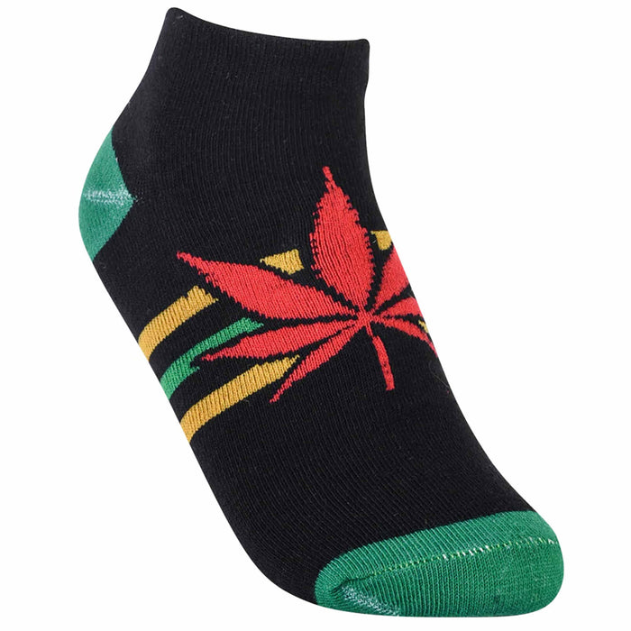 6 Pairs Mens Ankle Socks Green Leaf Pot 420 Gift Crew Low Cut Running 10-13