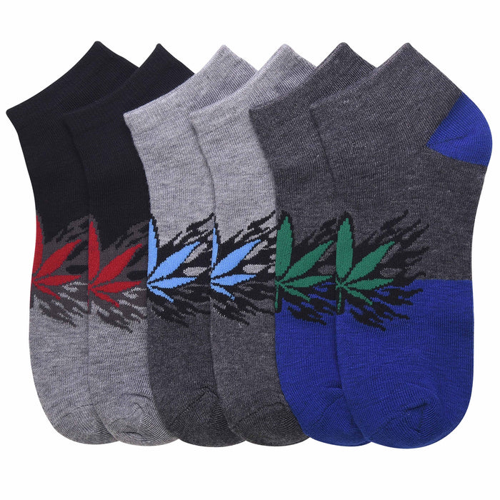 6 Pairs Mens Novelty Ankle Socks Smokers Leaf 420 Pot Crew Low Cut Sports 10-13