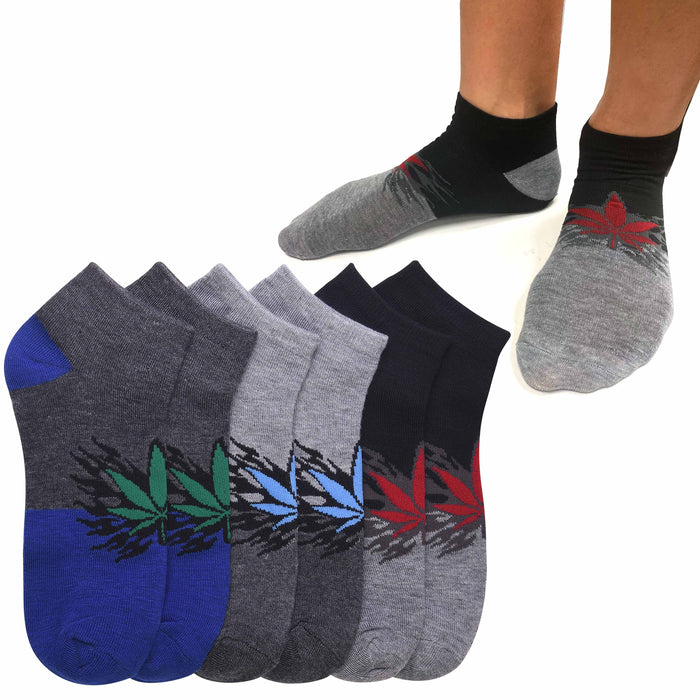 12 Pairs Men Ankle Crew Socks Kush Herb Pot Leaf 420 Low Cut Sports Casual 9-11