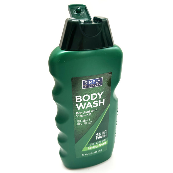 1pk Spring Fresh Body Wash Men 24hr Long Lasting Scent Simply Body Cleanser 12oz